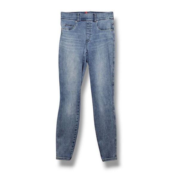 Spanx Skinny Ankle Jeans Womens Small Pull On Light Vintage Wash Mid Rise - Picture 1 of 9